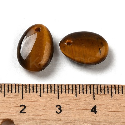 Natural Tiger Eye Teardrop Charms G-M410-01-09-1