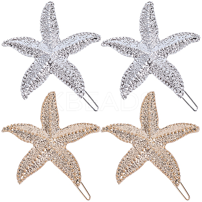 4Pcs 2 Colors Zinc Alloy Hair Barrettes PHAR-SP0001-24-1