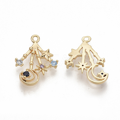 Brass Cubic Zirconia Pendants KK-T050-07G-NF-1