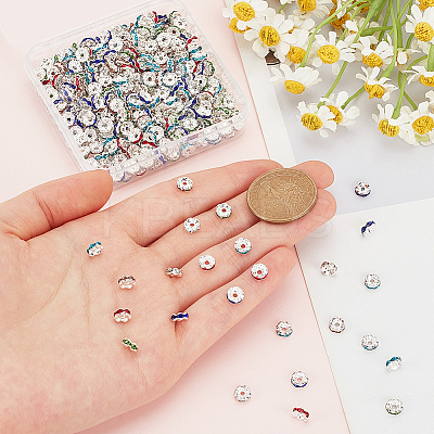 400Pcs Brass Acrylic Rhinestone Spacer Beads RB-SP0001-09A-1
