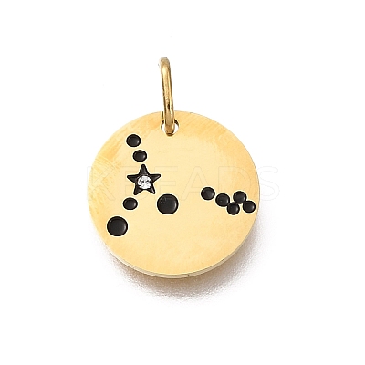 Twelve Constellations 304 Stainless Steel Enamel Pendants STAS-A148-01G-02-1