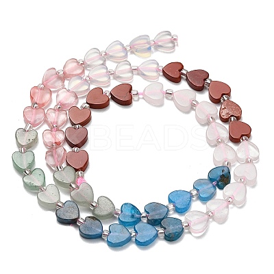 5 Styles Cherry Quartz Glasss & Natural Green Aventurine & Apatite & Rose Quartz & Red Jasper Beads Strands G-F811-A02-01-1