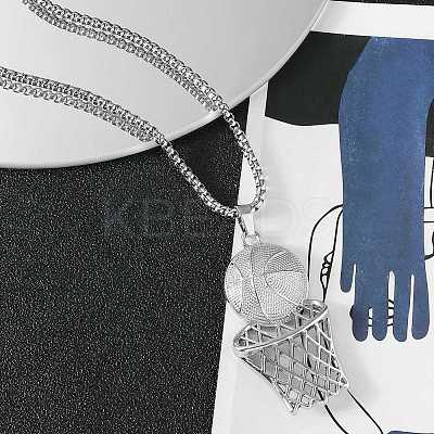 Basketball Alloy Pendant 201 Stainless Steel Box Chain Necklaces FS-WG5A2E4-03-1
