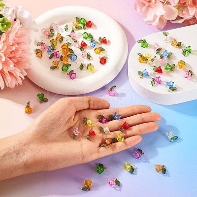 100Pcs 10 Colors Transparent Acrylic Pendants PALLOY-TAC0097-1
