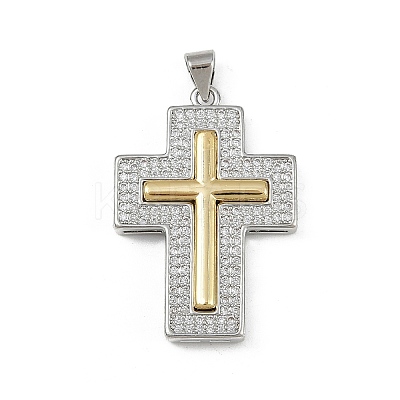 Brass Micro Pave Cubic Zirconia Pendants KK-S528-04GP-1