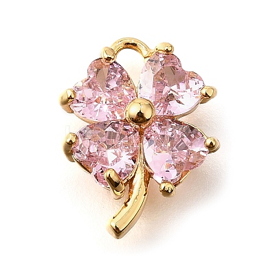 Brass Micro Pave Clear Cubic Zirconia Pendants KK-U065-01B-G-1