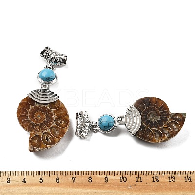 Synthetic Blue Turquoise Fossil Snail Pendants G-F062-06-1