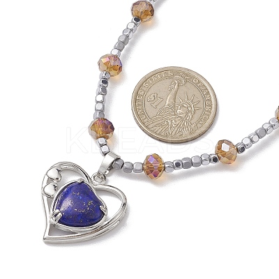 Non-magnetic Synthetic Hematite & Glass Beaded Necklaces NJEW-JN04811-1