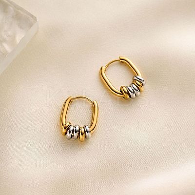 Two Tone 304 Stainless Steel Hoop Earrings WGB54D4-04-1