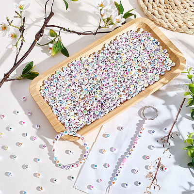 1400Pcs 3 Styles White Opaque Acrylic Beads MACR-PA0001-31-1