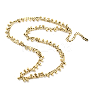 304 Stainless Steel Round Ball Charms Link Chain Necklaces NJEW-G119-01G-1