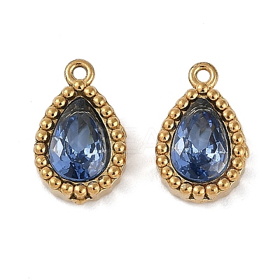 Ion Plating(IP) 304 Stainless Steel Micro Pave Cubic Zirconia Charms STAS-K256-20G-01-1