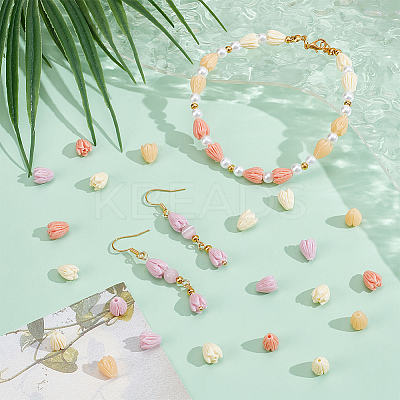 100Pcs 4 Colors Dyed Synthetic Coral Beads CORA-NB0001-04A-1