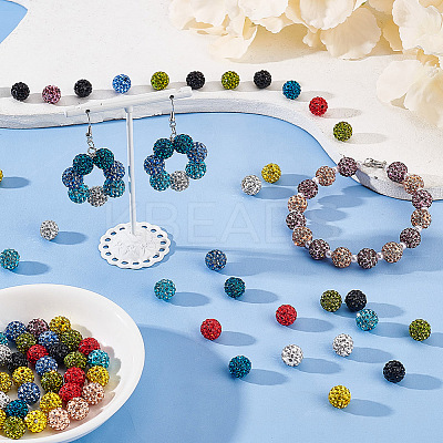 100Pcs 10 Colors Polymer Clay Pave Rhinestone Beads RB-OC0001-07-1