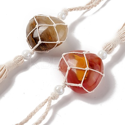 Synthetic Watermelon Stone Glass Pendant Decorations HJEW-E579-01D-1