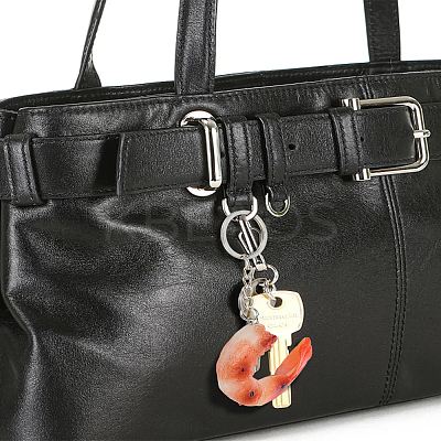 2Pcs 2 Colors PVC Shrimp Keychain KEYC-LP0001-67-1