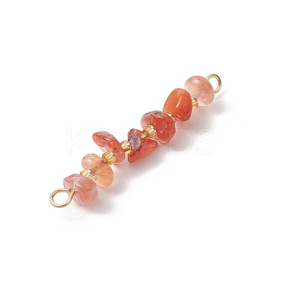16Pcs 16 Styles Natural Mixed Stone Chip and Glass Seed Beaded Connector Charms PALLOY-JF03328-01-1