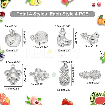 16Pcs 4 Style 201 Stainless Steel Pendants STAS-UN0030-23-1