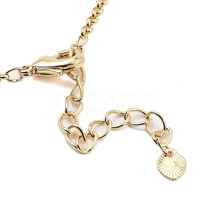Rack Plating Brass Pave Cubic Zirconia Flat Round & Rectangle Link Necklaces for Women NJEW-B109-01G-1