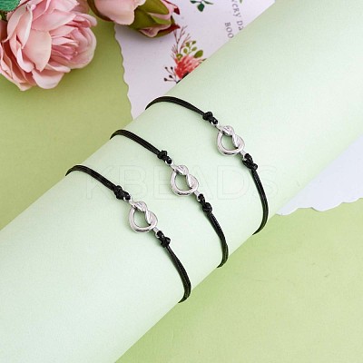 3Pcs 3 Style 430 Stainless Steel Knot Heart Link Bracelets Set JB719A-1