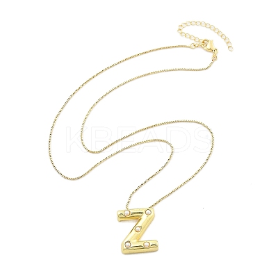 Brass & Plastic Pearl Letter Pendant Box Chain Necklaces for Women NJEW-U017-01G-26-1