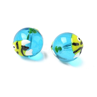 Ocean Theme Handmade Glass Enamel Beads LAMP-D304-02G-1