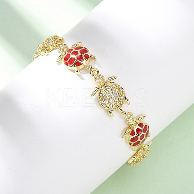 Brass Micro Pave Clear Cubic Zirconia Link Bracelets for Women BJEW-H209-05G-1