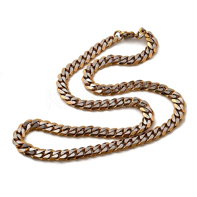 Ion Plating(IP) Matte Style 304 Stainless Steel Cuban Link Chain Necklaces for Men NJEW-B116-05G-1