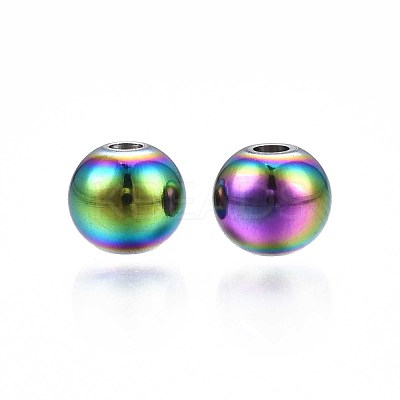 Rack Plating Rainbow Color 304 Stainless Steel Beads STAS-S119-081C-01-1