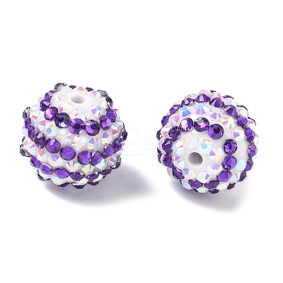 Striped Resin Rhinestone Beads OACR-A037-01A-1