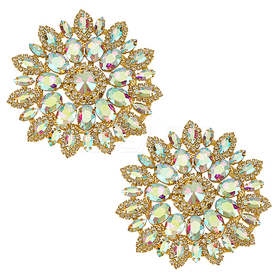 2Pcs Alloy with Rhinestone Handicraft Beading Appliques AJEW-FG0004-29A-1