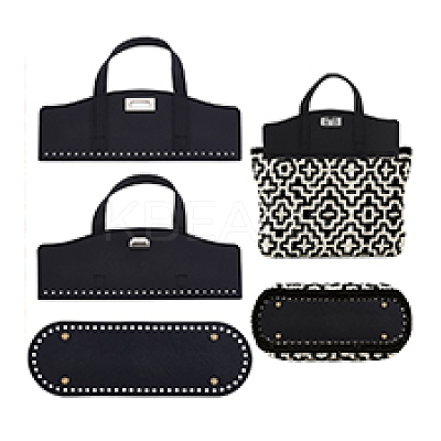 1Pc PU Leather Oval Bottom and 1Pc Crochet Bag Handles DIY-PH0032-53-1