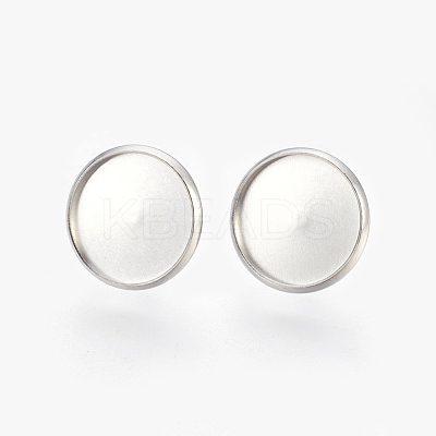 Tarnish Resistant Eco-Friendly 316 Surgical Stainless Steel Stud Earring Settings STAS-F181-01P-14mm-1