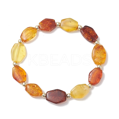 Natural Amber Beads Stretch Bracelets for Women BJEW-JB13253-1