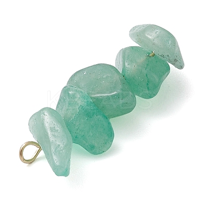 Gradient Color Natural Green Aventurine & Natural Prehnite & Natural Malachite Chip Beaded Pendants PALLOY-JF02795-05-1