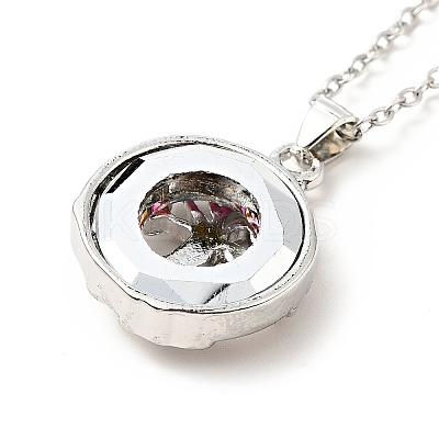 Colorful Glass Donut with Tree of Life Pendant Necklace LS-NJEW-J008-01B-P-1