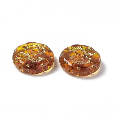 Golden Metal Enlaced Acrylic Beads OACR-H019-07-1