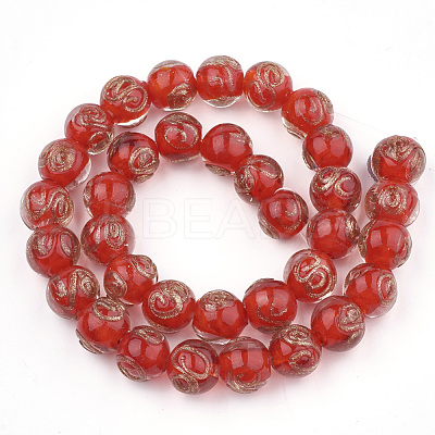 Handmade Gold Sand Lampwork Beads LAMP-T006-07G-1