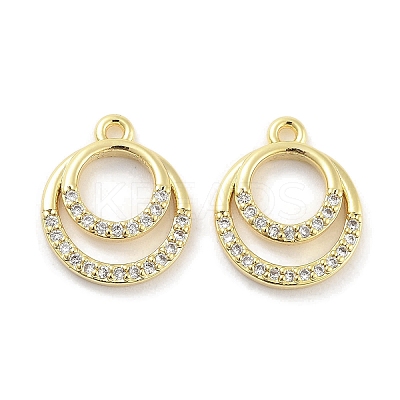Brass Micro Pave Clear Cubic Zirconia Pendants ZIRC-P120-02G-1