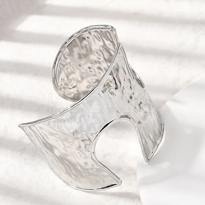 Hammered 304 Stainless Steel Open Cuff Bangles BJEW-K264-04P-1