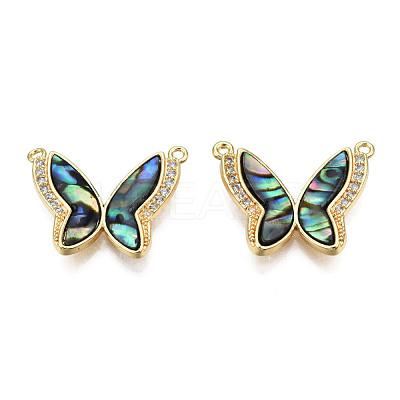 Brass Micro Pave Clear Cubic Zirconia Pendants KK-N233-413-1