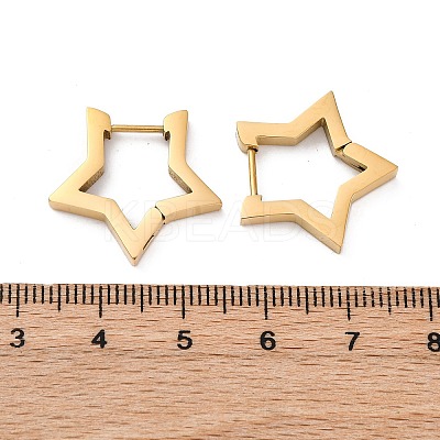 304 Stainless Steel Star Huggie Hoop Earrings STAS-H156-05G-1