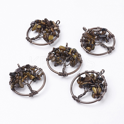 Natural Tiger Eye Pendants G-E419-07R-1