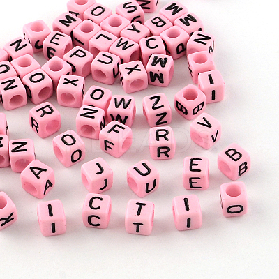 Letter Style Opaque Acrylic Beads SACR-S076-04-1