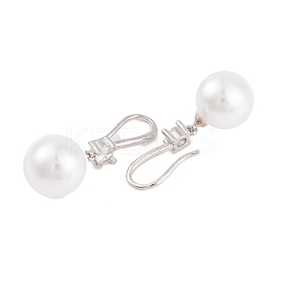 Rack Plating Brass Cubic Zirconia ABS Pearl Earring Hooks EJEW-S219-16P-06-1
