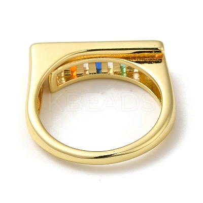 Rack Plating Real 18K Gold Plated Brass Micro Pave Clear Cubic Zirconia Finger Rings RJEW-M162-05G-01-1