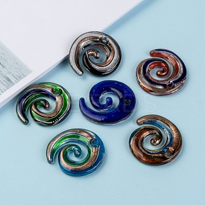 Handmade Silver Foil Lampwork Pendants FOIL-S115-B-1