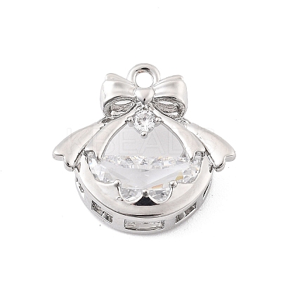 Brass Micro Pave Clear Cubic Zirconia Pendants KK-K371-30P-1