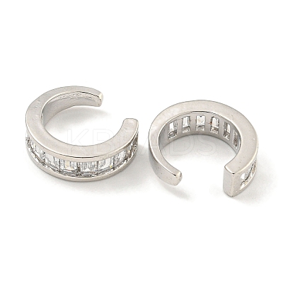 Brass Micro Pave Clear Cubic Zirconia Cuff Earrings for Women EJEW-C104-126P-1