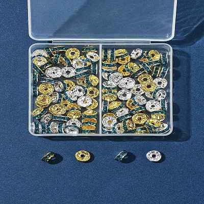 120Pcs 2 Colors Brass Rhinestone Spacer Beads RB-FS0001-05B-1